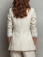 Retro Striped Lace Short Sleeve Blazer