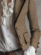 Classic Houndstooth Tweed Tailored Blazer