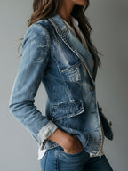 Classic Relaxed Fit Washed Denim Blazer