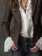Classic Brown Tweed Tailored Blazer