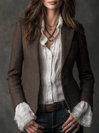 Classic Brown Tweed Tailored Blazer